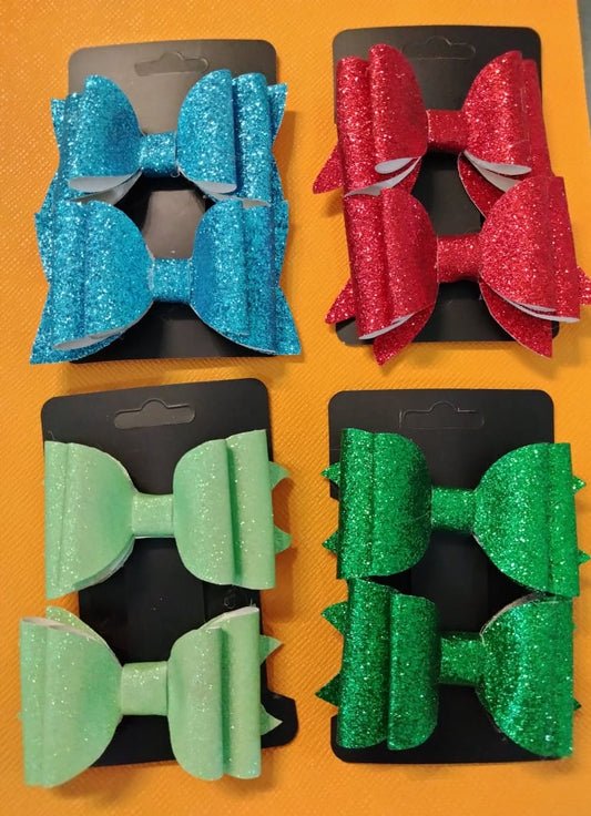 Glitter Faux Leather Bows